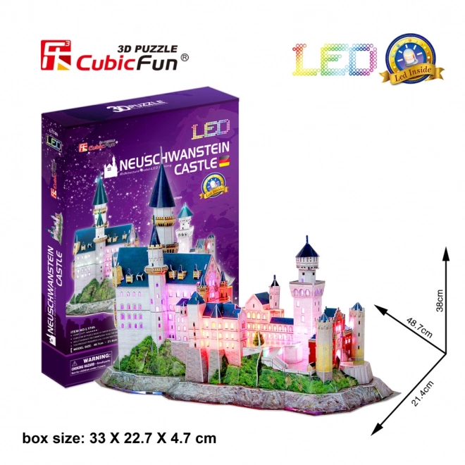 Svítící 3D puzzle zámek Neuschwanstein