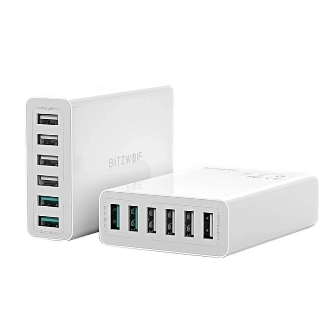 Nabíječka 6x USB Blitzwolf BW-S15, QC 3.0, 60 W - bílá