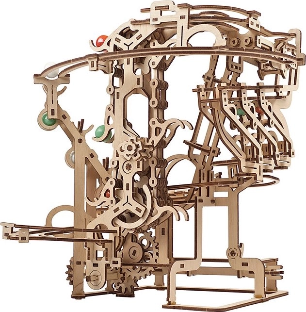 Ugears 3D dřevěné mechanické puzzle Kuličková dráha řetězová