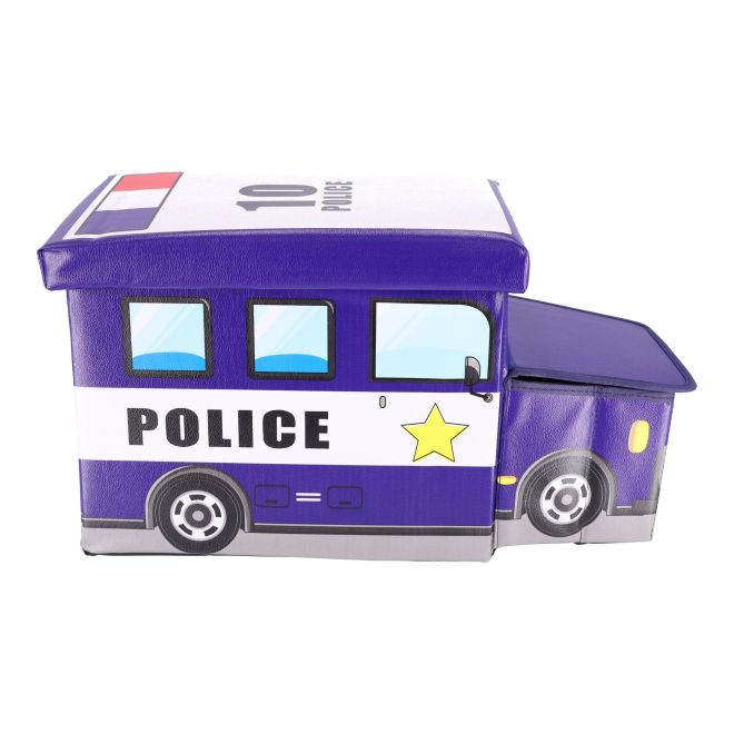 Kontejner na hračky s pufem - Policejní auto