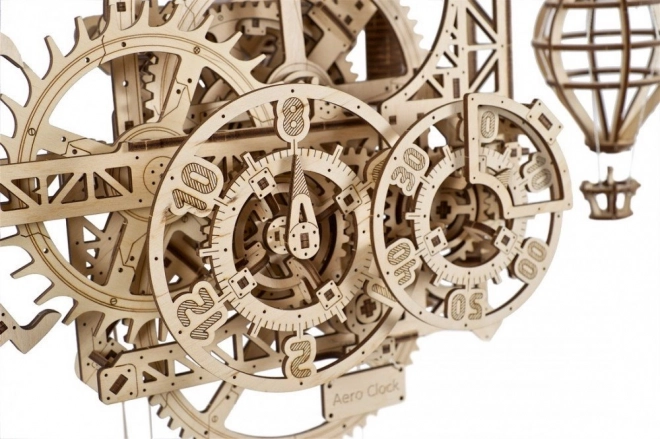 Ugears 3D dřevěné mechanické puzzle Nástěnné hodiny Aero