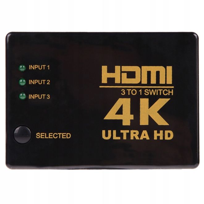 Přepínač rozbočovač 3x na 1 HDMI 4K UHD + dálkové ovládání IR