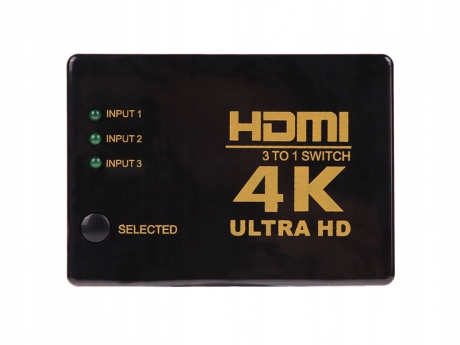 Přepínač rozbočovač 3x na 1 HDMI 4K UHD + dálkové ovládání IR