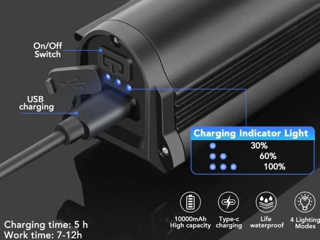 Led světlo na kole přední zadní baterie usb sada řídítek