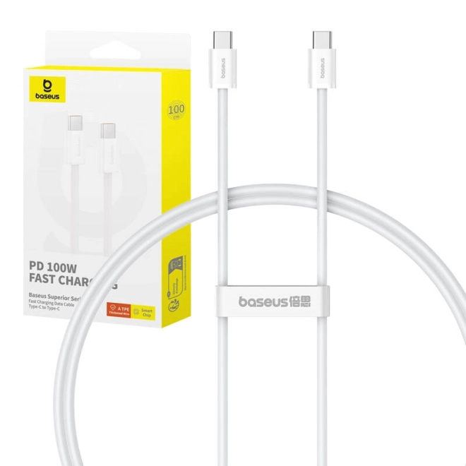 Kabel pro rychlé nabíjení z USB-C na USB-C Baseus Superior 2 100W 1m (bílý)