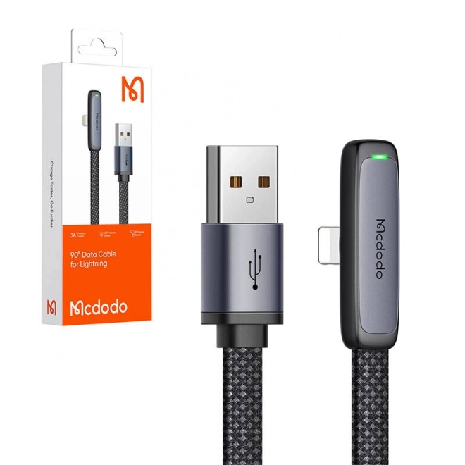 Mcdodo CA-2791 Úhlový kabel USB na blesk, 1,8 m (černý)