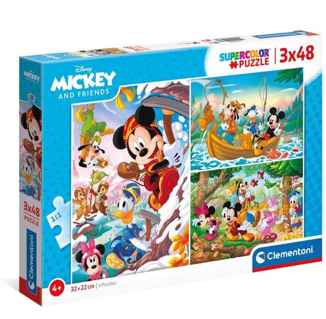 Puzzle Mickey a přátelé 3x48 dílků