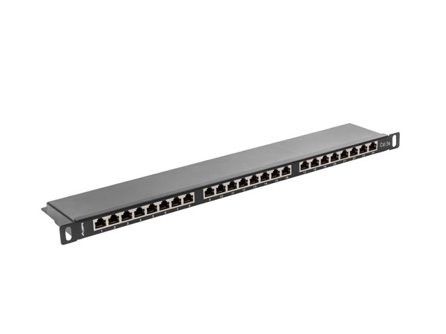 Patch panel 24 portů 0,5U Cat.5E černý stíněný