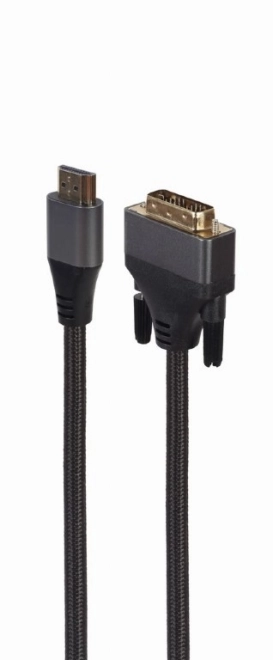 Opletený kabel HDMI-DVI 1,8 m s pozlacenými koncovkami