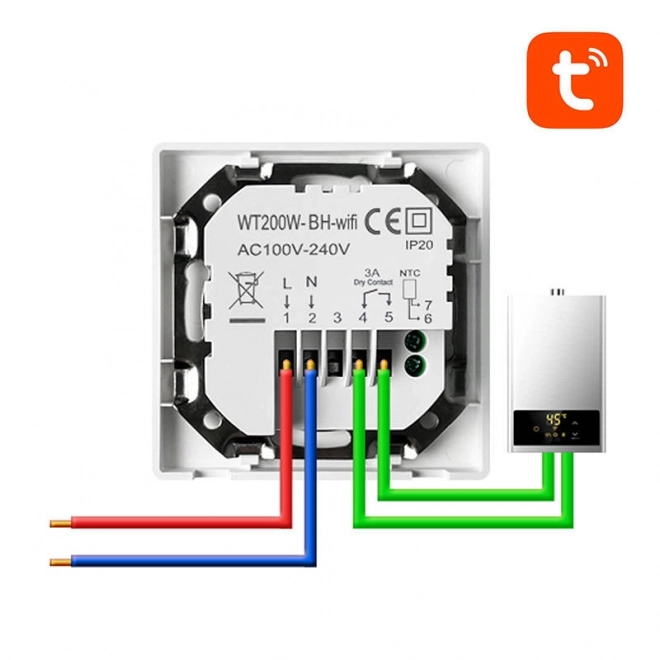 Chytrý termostat Avatto WT200-BH-3A-W Boiler Heating 3A WiFi TUYA