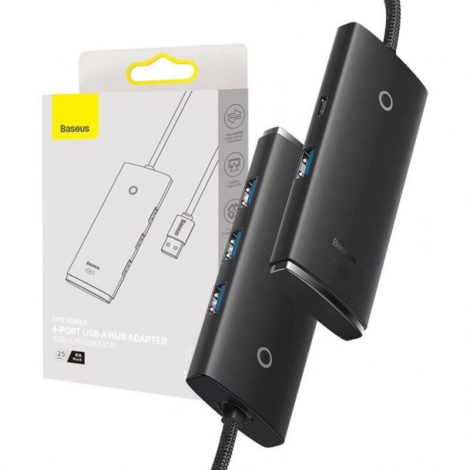 Rozbočovač řady Baseus Lite 4v1 USB na 4x USB 3.0, 25 cm (černý)