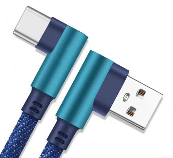 Úhlový USB-C kabel modrý