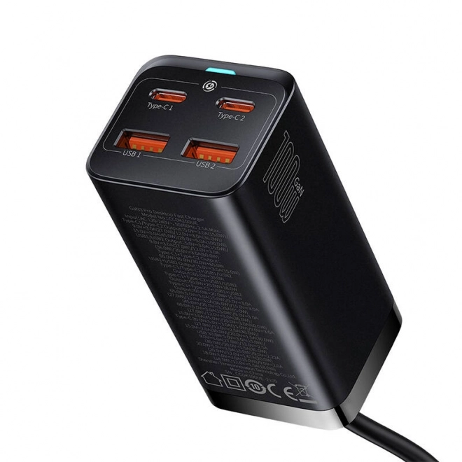 Baseus GaN3 Pro nástěnná nabíječka 2xUSB-C + 2xUSB, 100W (černá)