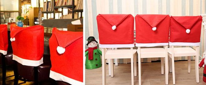 Vánoční potah na židli ve tvaru čepice