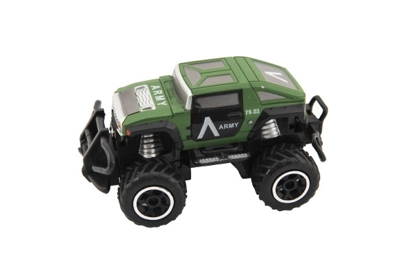 Auto RC mini vojenské SUV plast 14cm 27MHz na dálk. ovl. na bat. se světl. 2 barvy v krab. 16x12x10