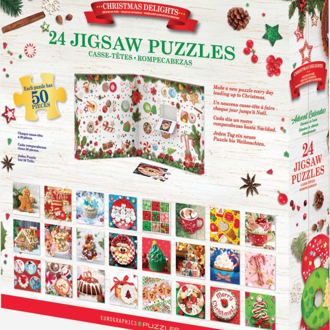Adventní kalendář s puzzle Eurographics: Vánoční dobroty - 24 x 50 dílků
