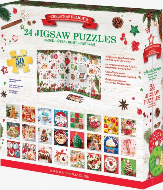 Adventní kalendář s puzzle Eurographics: Vánoční dobroty - 24 x 50 dílků