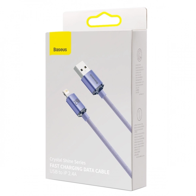 Baseus Crystal Shine kabel USB na Lightning, 2,4A, 1,2 m (fialový)