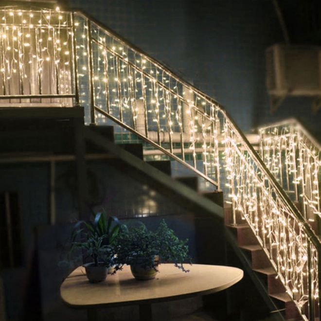 Venkovní rampouchy, dekorativní závěs, světla, 500 LED světel, 19m