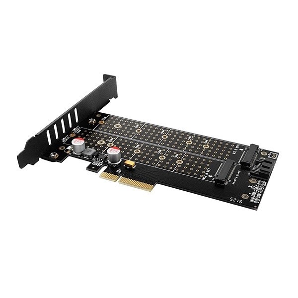 Adaptér PCEM2-DC interní PCIe x4, 1x M.2 NVMe M-key + 1x SATA B-key slot, chladič, SP & LP + chladič