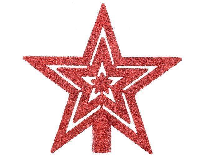 Vánoční červená sada ozdob - 100 koulí a špička ve tvaru hvězdy