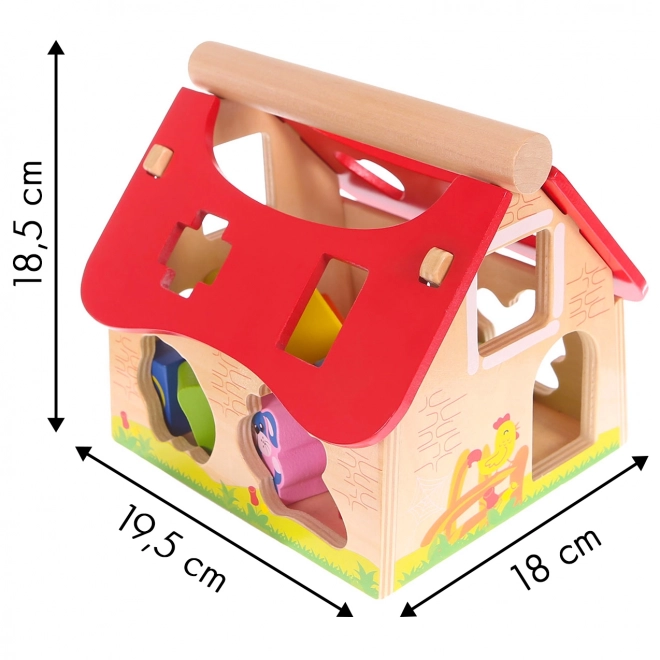 Dřevěný domeček třídička s kostkami Ecotoys