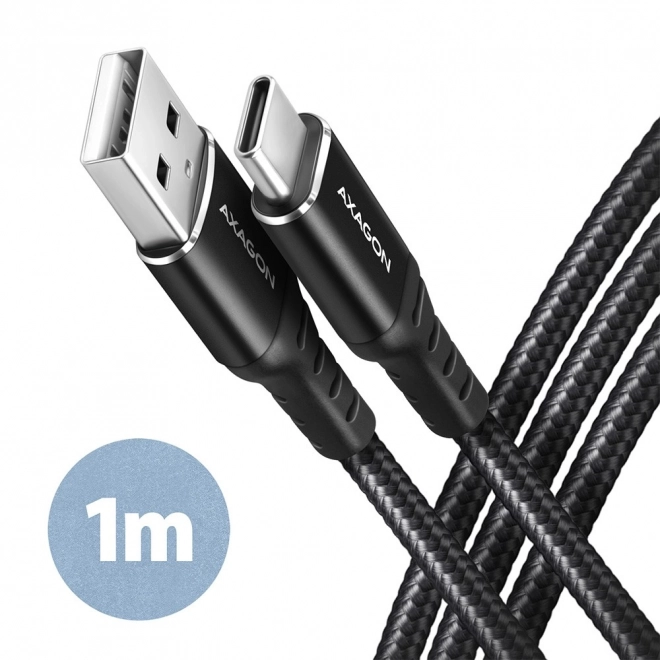 BUCM-AM10AB Kabel USB-C - USB-A, 1,0 m, USB 2.0, 3A, ALU, opletený, černý