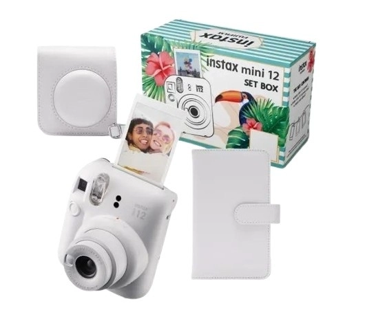 Instax mini 12 BIG BUNDLE (fotoaparát + pouzdro + album) bílý