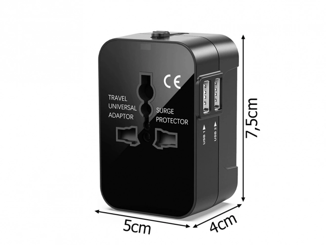 Univerzální cestovní adaptér se zásuvkami UK, USA, EU, AUS s 2x USB