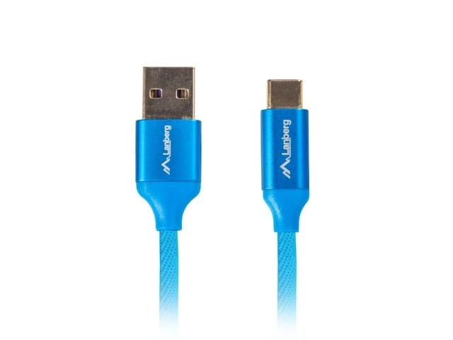 Premium USB CM - AM 2.0; 1,8m modrý kabel QC 3.0