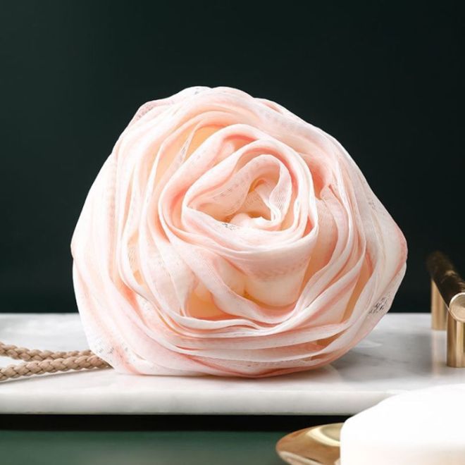 Koupelová houba ve tvaru růže - růžová