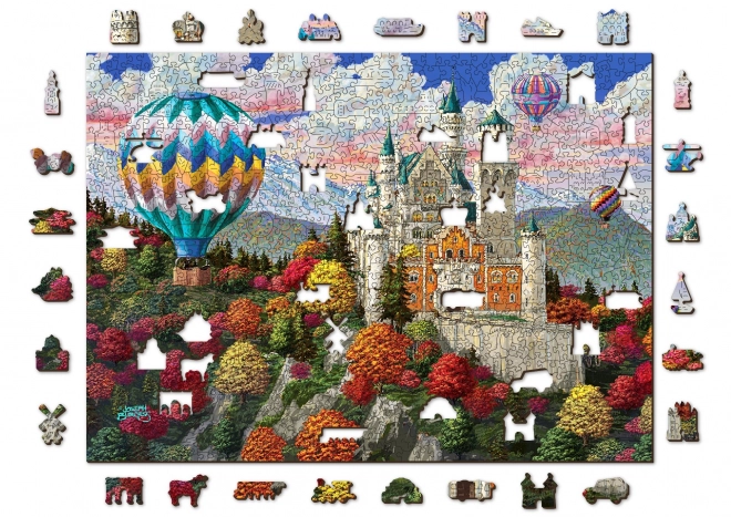 Wooden City Dřevěné puzzle Zámek Neuschwanstein 2v1, 1010 dílků EKO