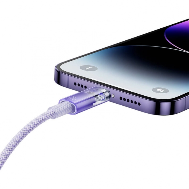 Rychlonabíjecí kabel Baseus USB-C na Lightning Explorer Series 2m, 20W (fialový)