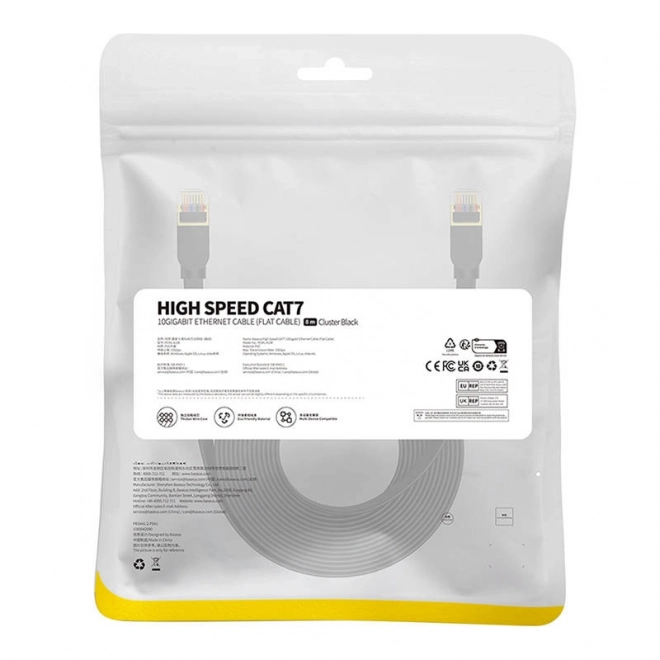 Baseus Cat 7 UTP Ethernet kabel RJ45 plochý 8 m černý