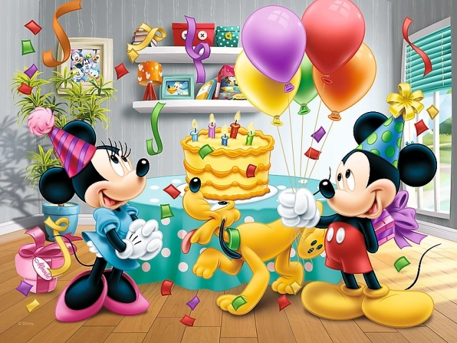 Puzzle Mickey a Minnie slaví narozeniny Disney 27x20cm 30 dílků v krabičce 21x14x4cm