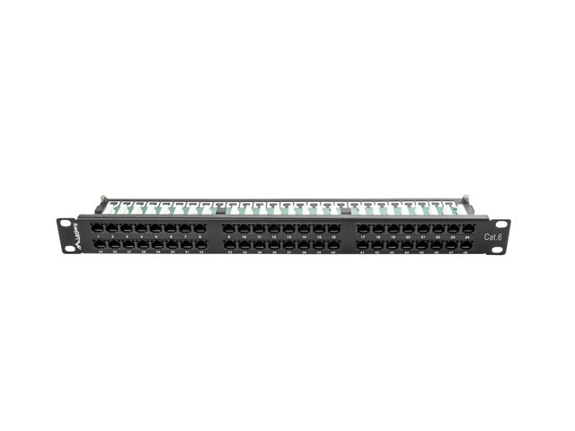 Patch panel 48 portů 1U Cat.6 černý