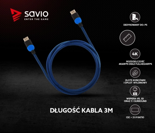 Modročerný kabel HDMI 2.0 3 m, GCL-05