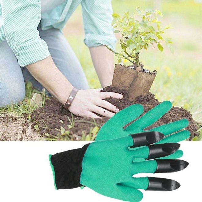 Zahradní rukavice s drápy - zelené