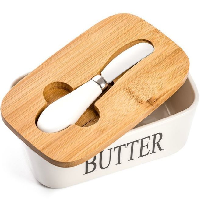 Máslenka - keramická miska na máslo s nožem