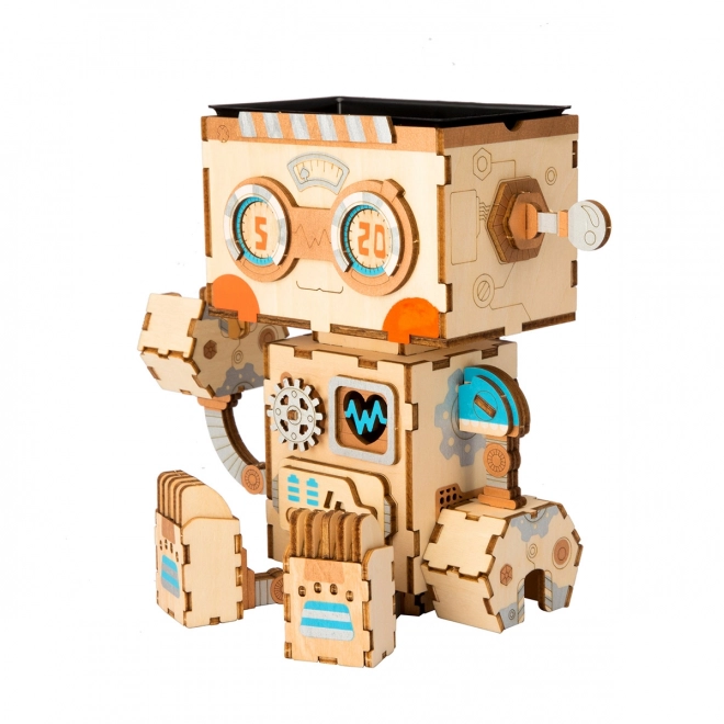 RoboTime dřevěné 3D puzzle Květináč robůtek