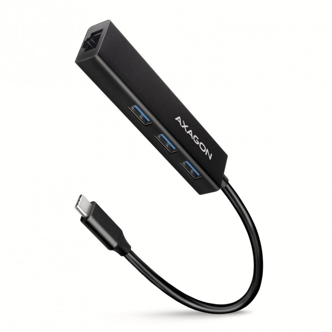 HMC-GL3A Víceportový kovový rozbočovač 3x USB-A + GLAN, USB 3.2 Gen 1, 20 cm kabel USB-C