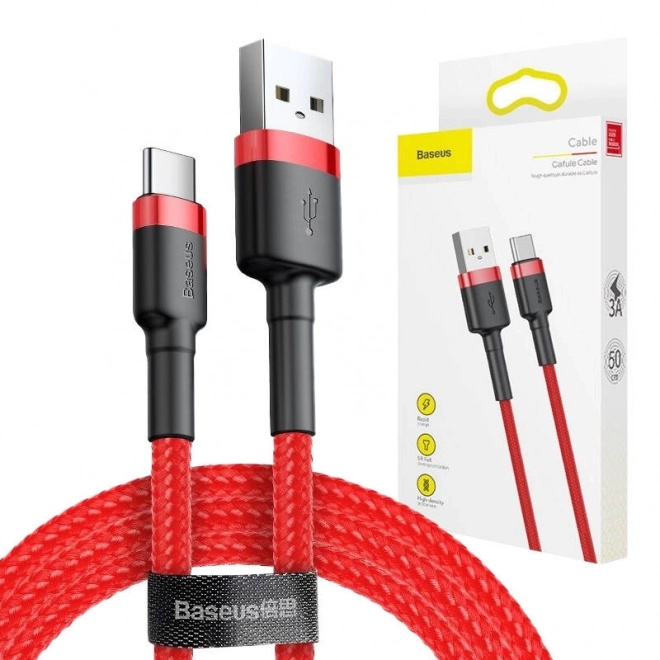 Kabel Baseus Cafule USB-C 3A 0,5 m (červený)