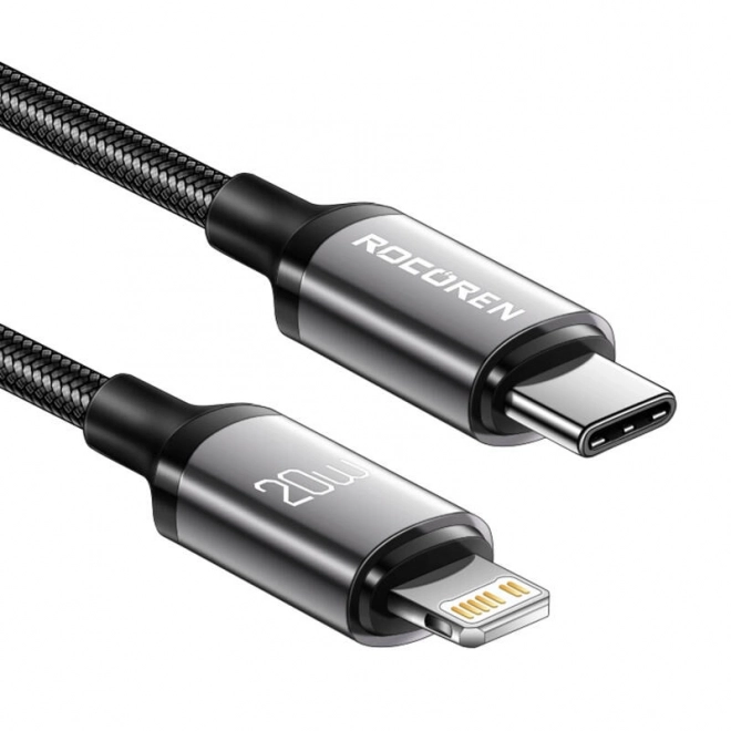 Rychlonabíjecí kabel Rocoren USB-C na Lightning Retro Series 2m (šedý)