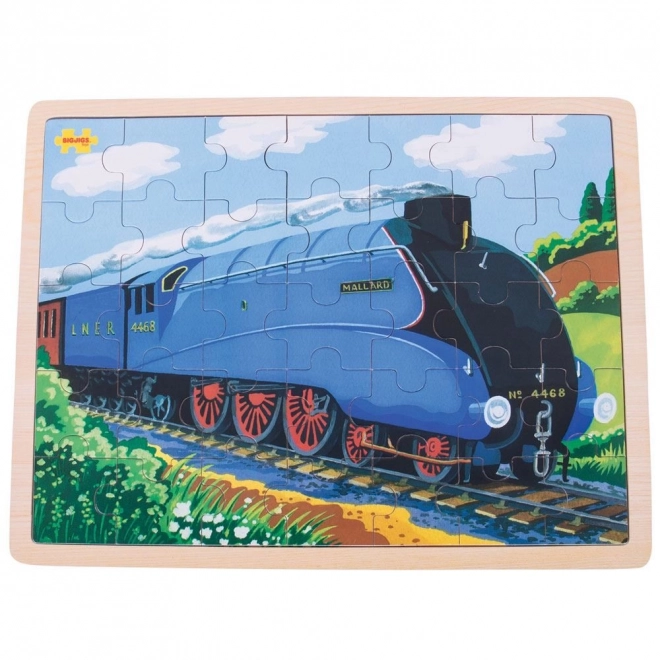 Bigjigs Toys Dřevěné puzzle historický vlak Mallard 35 dílků