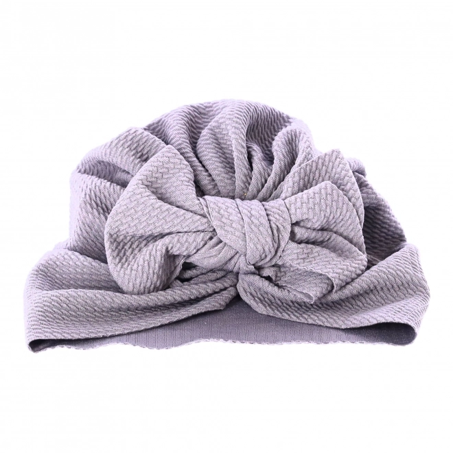 Dětský turban s mašlí, dívčí klobouk - šedý