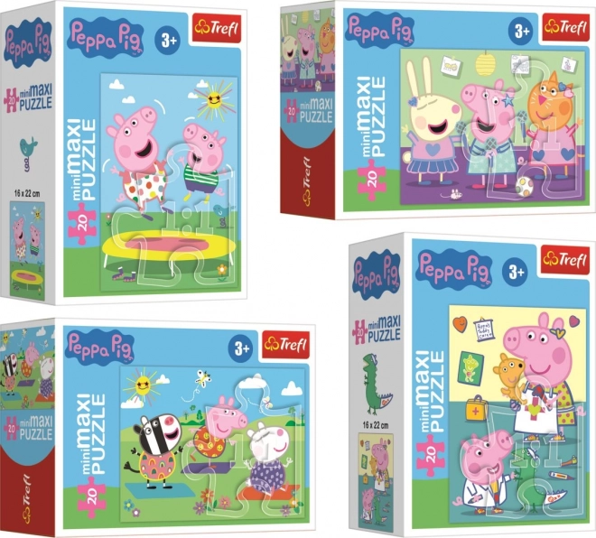 Minipuzzle miniMaxi 20 dílků Prasátko Peppa/Peppa Pig 4 druhy v krabičce 11x8cm 24ks v boxu