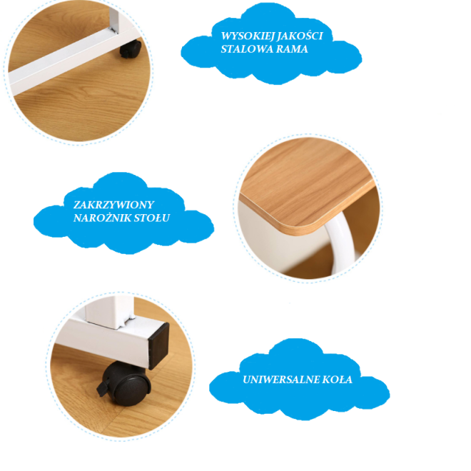 Mobilní nastavitelný stolek na notebook / Mobilní konferenční stolek - bílá/béžová