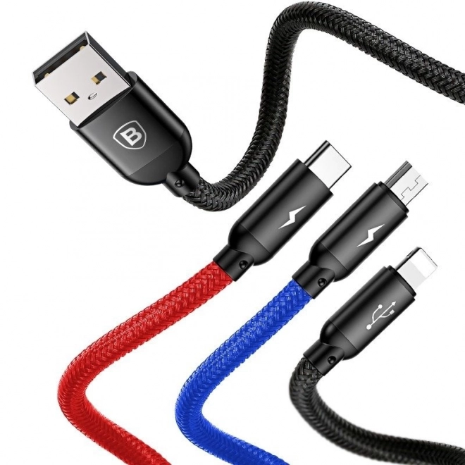 Baseus Rapid USB Cable 3in1 Type C / Lightning / Micro 3A 1,2M - Black