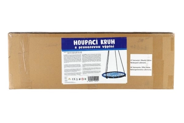 Houpací kruh 100 cm provazový výplet v krabici 75x26x12cm – Modrý