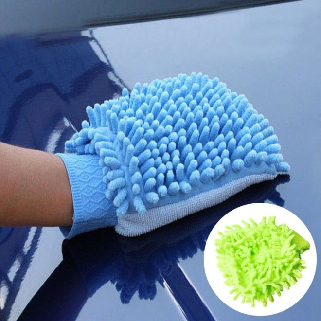 Rukavice z mikrovlákna na mytí auta - zelené